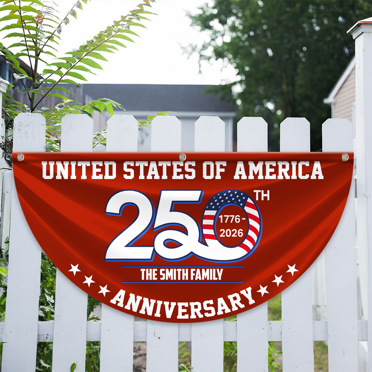 Patriotic 250th Anniversary 1776 2026 United States of America Non-Pleated Fan Flag LM32 897747