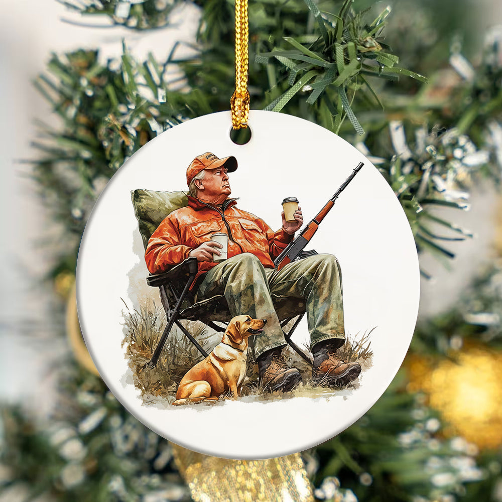 Patriotic Trump Hunting Gear Perfect for Gun Lovers and Hunters Ceramic Ornament LM32 63871