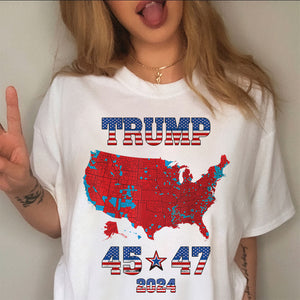 Trump 45 47 US Presidential Election 2024 Map Bright Shirt N304 HA75 64132