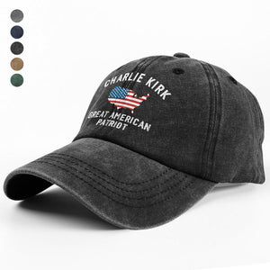 Charlie Kirk - Great American Patriot Washed Denim Baseball Cap LM32 65455