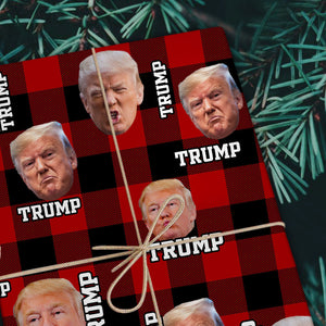 Custom Trump Face Photo With Flannel Design On Wrapping Paper TH10 64225