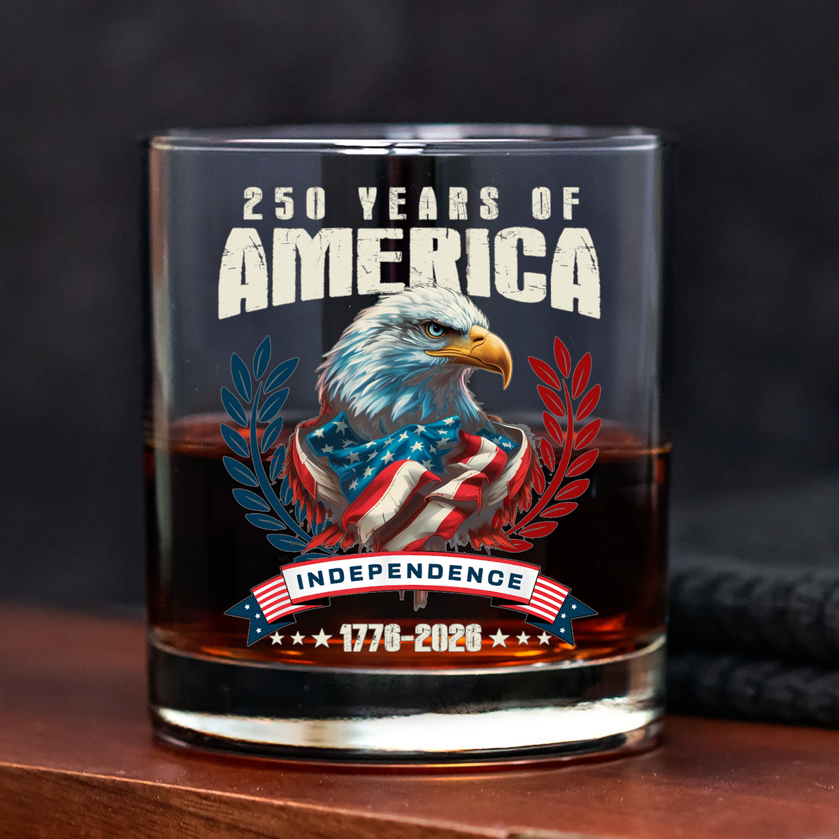 America 250 Years Eagle Independence Day Patriotic Whiskey Glass LM32 895261
