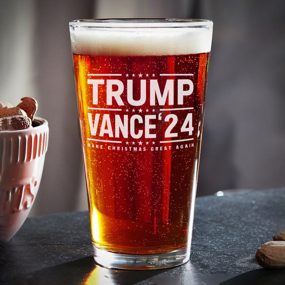 Trump Vance 2024 Make Christmas Great Again Engraved Beer Glass LM32 63899