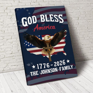 Personalized Patriotic 250th Anniversary God Bless America Eagle 1776–2026 Canvas Poster HO82 901446