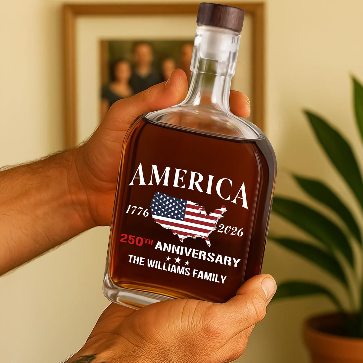 Custom Family Name America 250th Anniversary 1776 2026 United States of America Whiskey Bottle LM32 897715