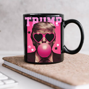 Funny Donald Trump Blowing Bubble Gum Pink Sun Glasses Black Mug LM32 65167