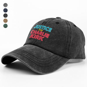 Justice For Charlie Kirk Support American Values Washed Denim Baseball Cap HO82 65980