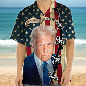 Make America Great Again Trump 2025 With American Flag Hawaii Shirt CH07 67314