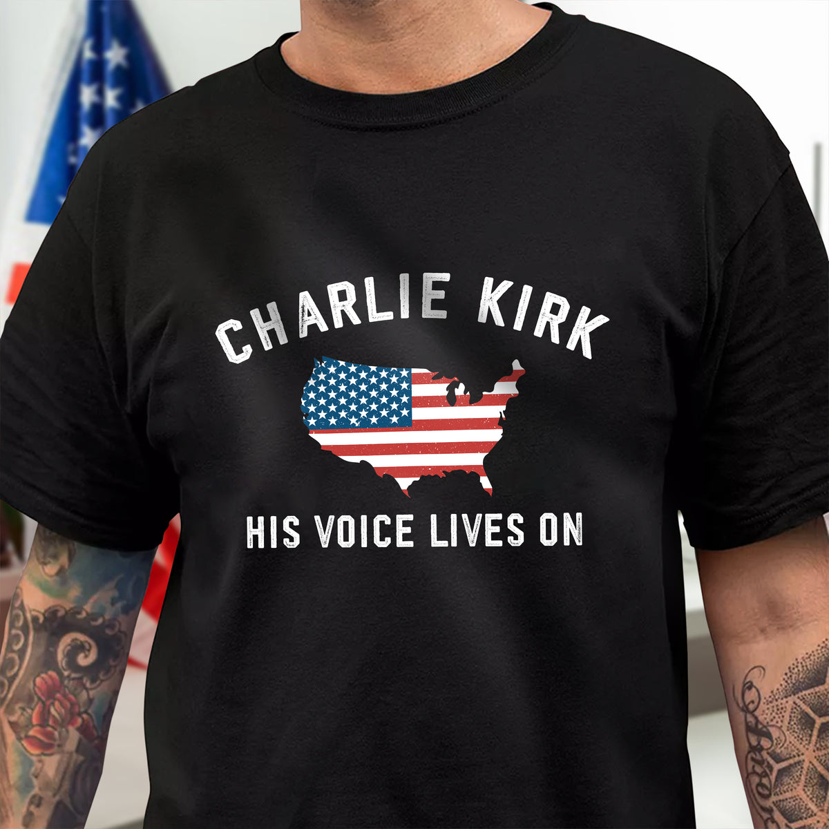 Charlie Kirk - His Voice Lives On Dark Shirt LM32 65461