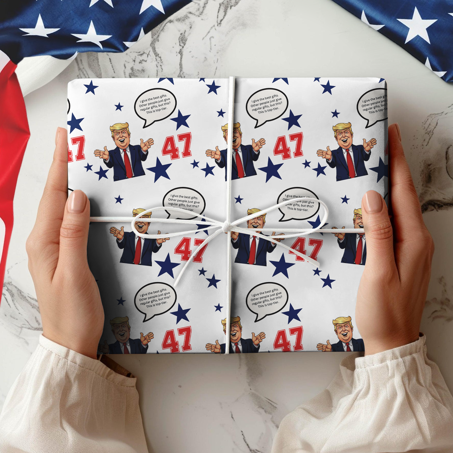 Trump Talk Funny Patriotic Christmas Gift Wrapping Paper LM32 63975