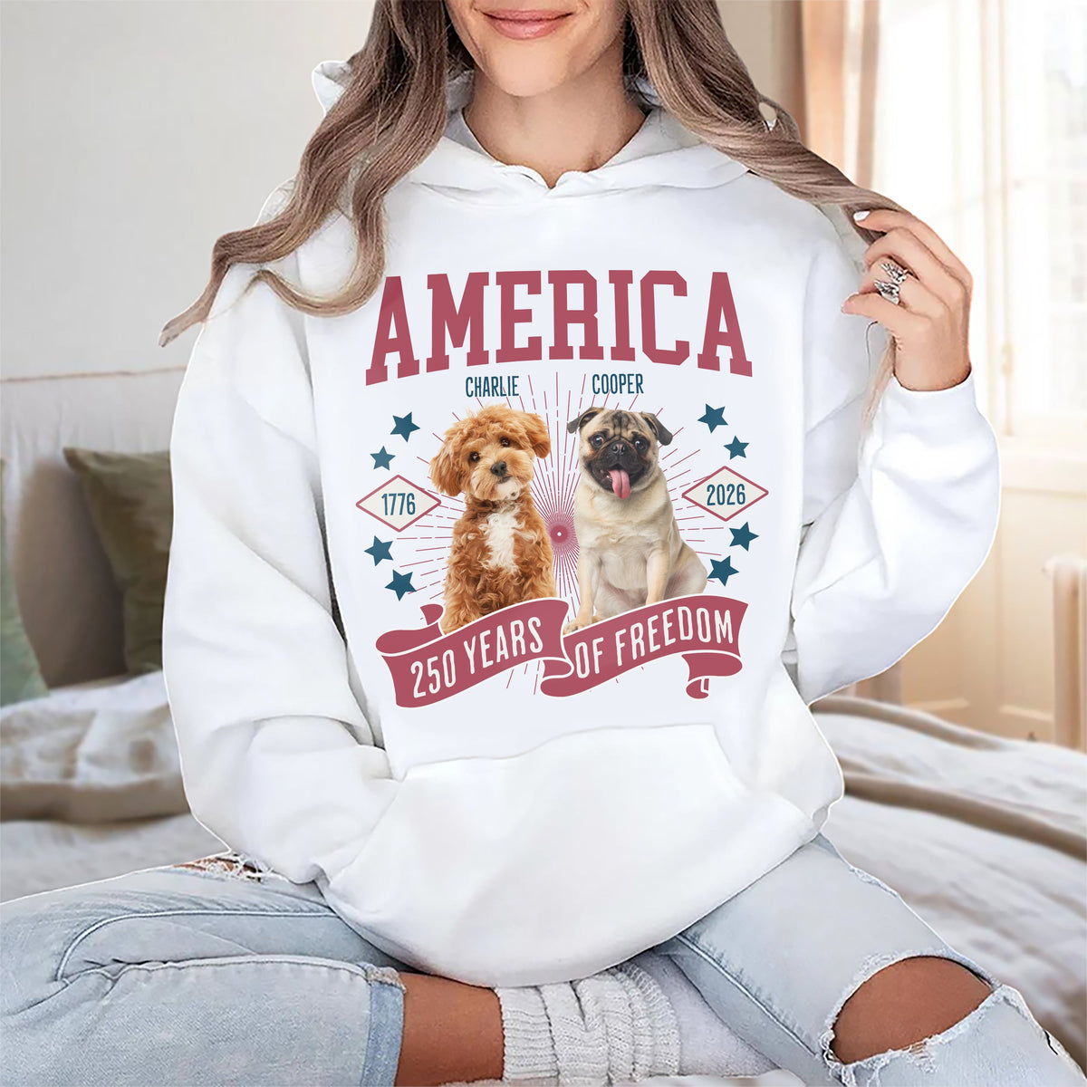 Custom Dog Photo America 250th Anniversary Eagle Bright Shirt LM32 895237