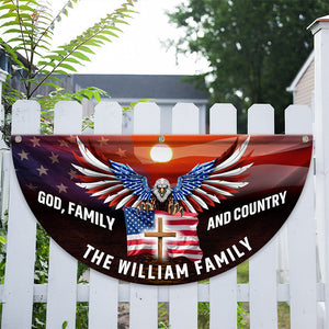 Custom Family Name God Family And Country America Non-Pleated Fan Flag TH10 896437