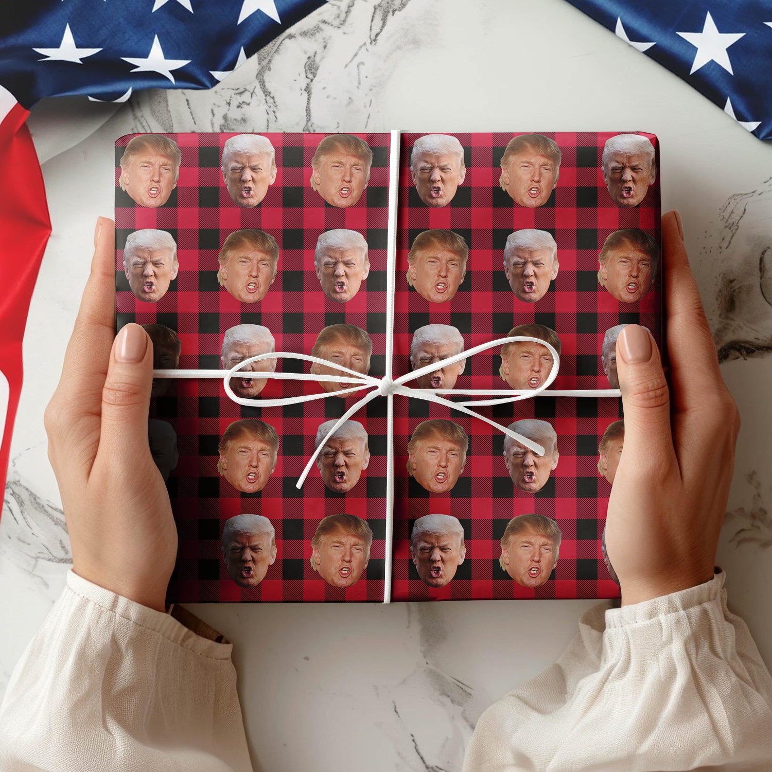 Custom Trump Face With Christmas Pattern Wrapping Paper HO82 65452