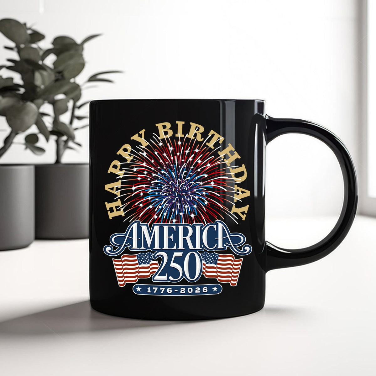 America 250 Semiquincentennial Fireworks Celebration Black Mug HO82 894606