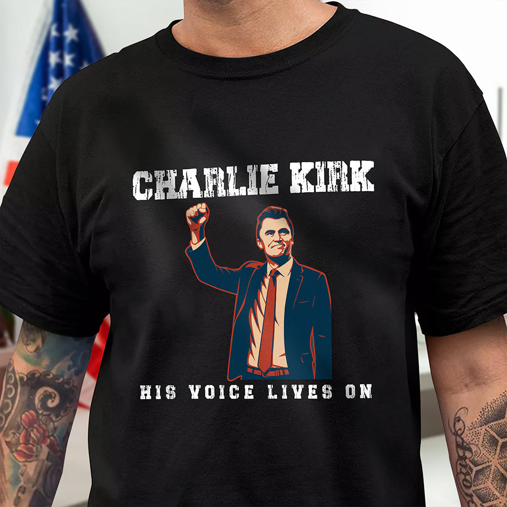 Pray For Charlie Kirk 1993 - 2025, His Voice Lives On Dark Shirt TH10 64397