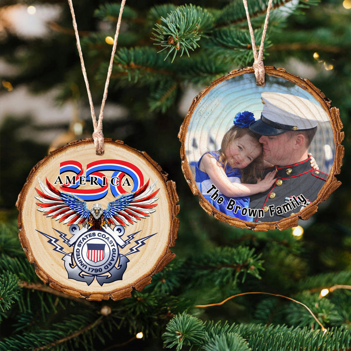 Custom Photo US Coast Guard Wood Slice Ornament N369 64603