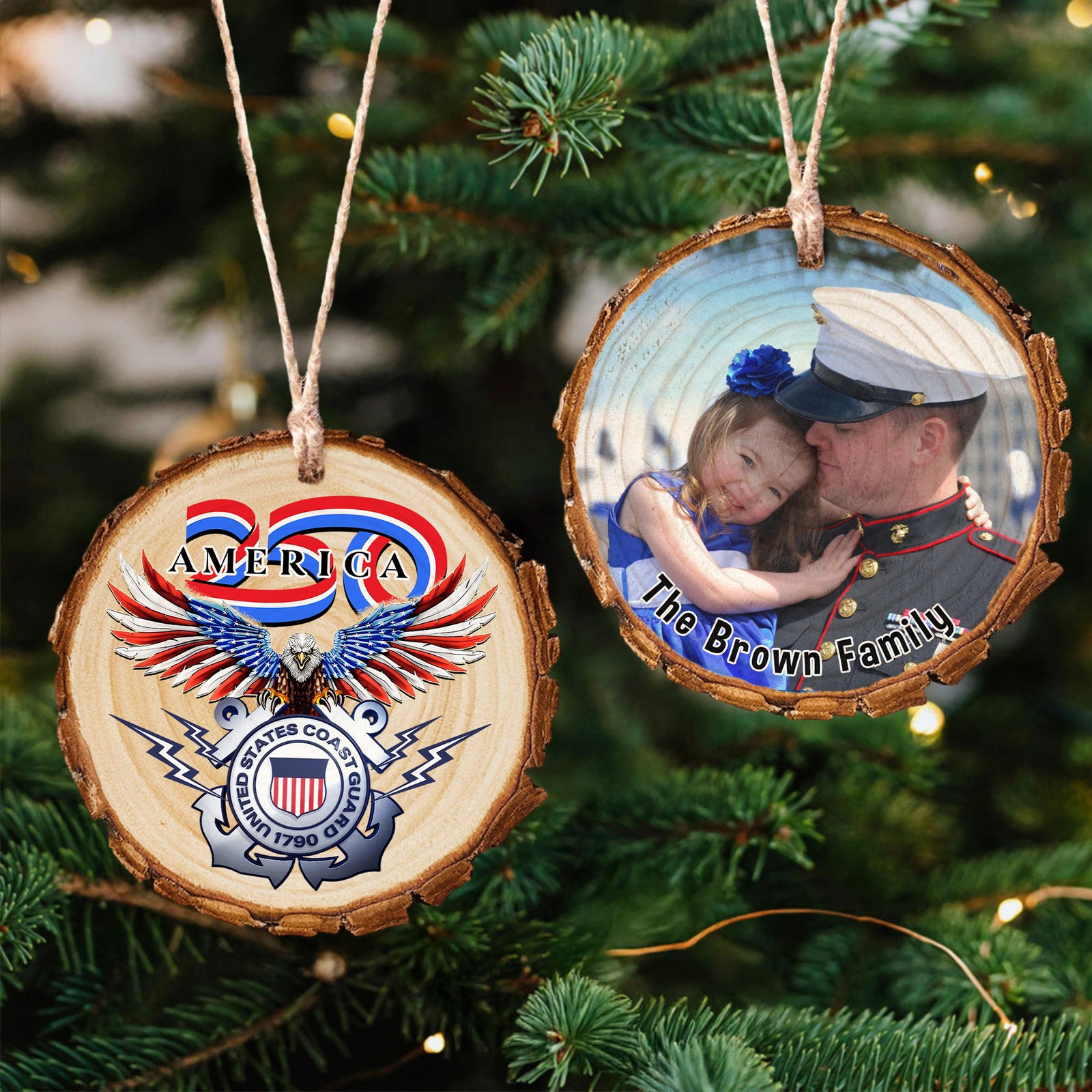 Custom Photo US Coast Guard Wood Slice Ornament N369 64603