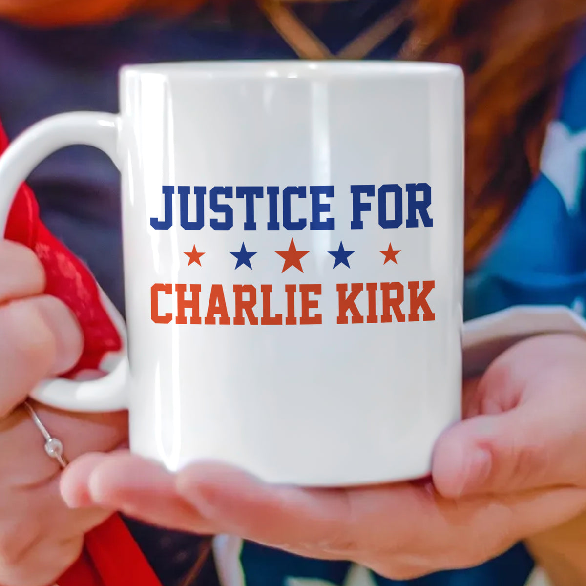 Justice For Charlie Kirk With Star White Mug HO82 65856