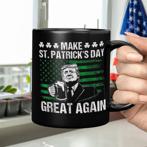 Make St Patrick's Day Great Again Funny Trump Beer Drinking Black Mug HO82 65626