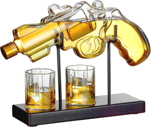 Gifts for Men Dad,  9 Oz Whiskey Gun Decanter Set with Glasses, Unique Dad Birthday Gift Ideas from Daughter Son, Retirement Bar Stuff Gift for Father Him Brother,Cool Dispenser for Liquor Vodka