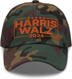 Harris Waltz 2024 Camouflage Cat Hat HW 2024 Kamala Harris Hat 2024 Presidential Election Vote Blue Hat