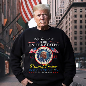 President Donald Trump Inauguration Day 2025 47th USA Flag Dark Shirt HO82 65658