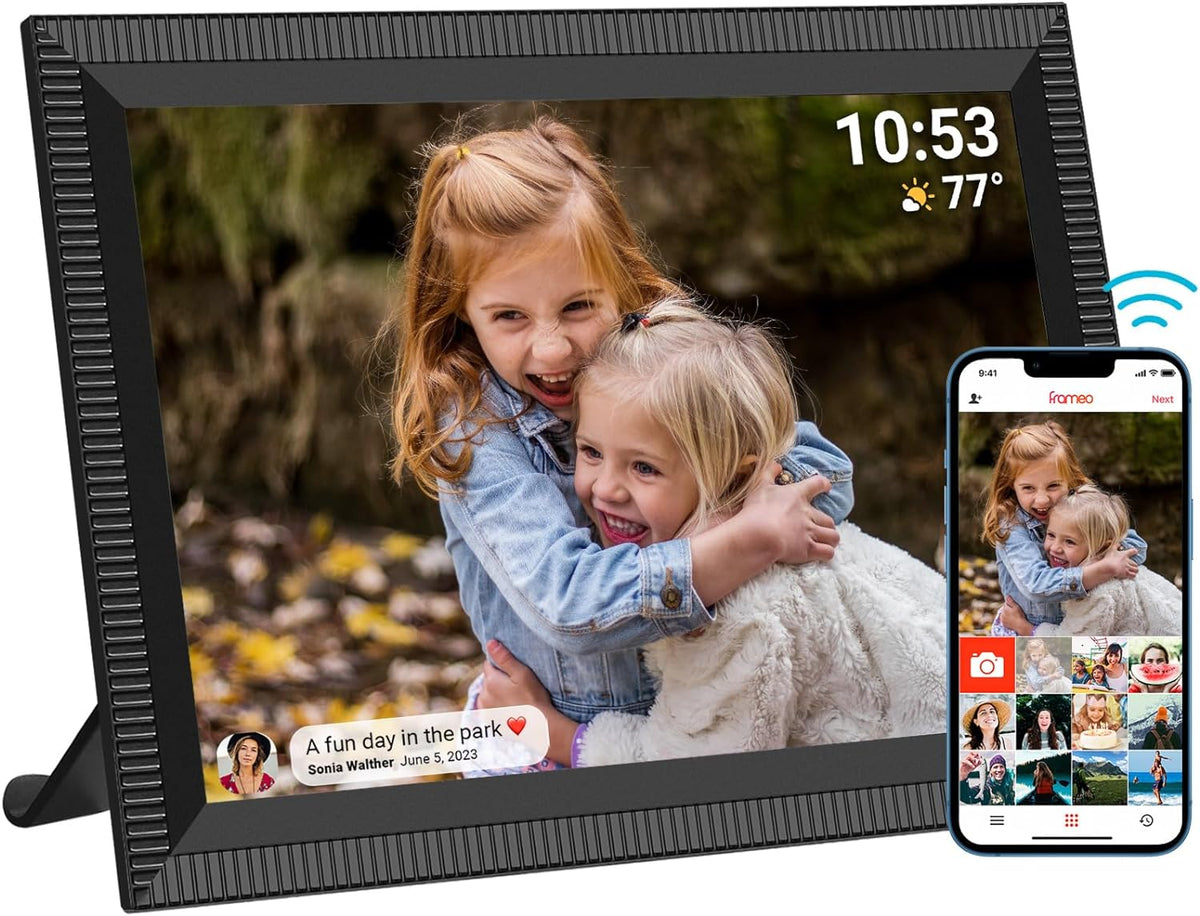 FRAMEO 10.1 Inch Smart Wifi Digital Photo Frame 1280X800 IPS LCD Touch Screen, Auto-Rotate Portrait and Landscape, Built in 32GB Memory, Share Moments Instantly via Frameo App from Anywhere