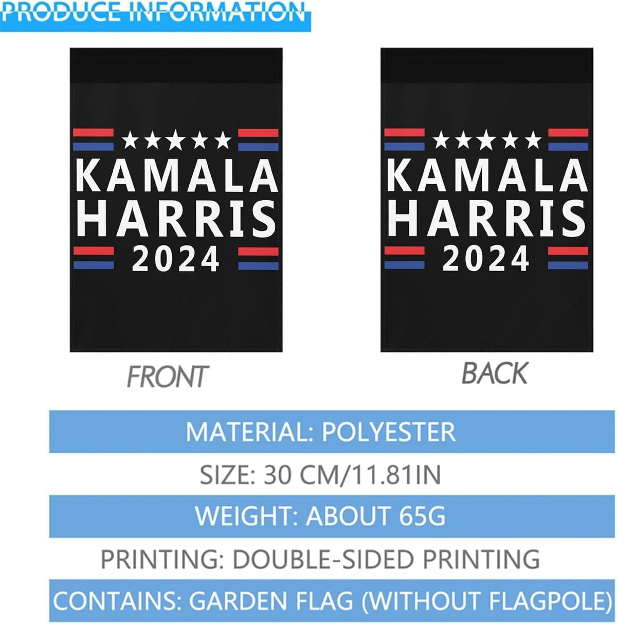 Kalama Harris 2024 Outdoor Flags Garden Home Flag House Flags Double Sided for Outdoor Custom 12X18 Inch