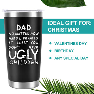 Fathers Day Dad Gifts from Daughter Son Wife, 20Oz Tumbler Coffee Travel Cup with Straws Lids - Birthday Christmas Anniversary Presents Idea for New Dad Bonus Dad Stepdad Papa Father in Law Husband