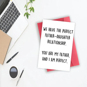 Perfect Father-Daughter Relationship Card for Father, Funny Father’S Day Gift for Dad, Happy Birthday Card from Daughter, Unique Bday Gift Idea for Stepdad