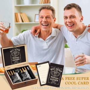 Gifts for Men, Dad Birthday Gifts for Fathers Day from Daughter Son Wife, Engraved World'S Best Dad Whiskey Stones Glasses Set, Cool Bourbon Scotch Cocktail Set Gifts