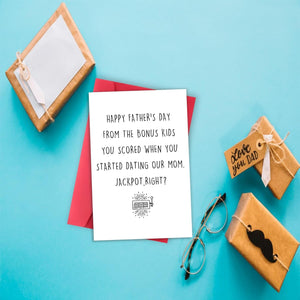 Funny Fathers Day Card for Step Dad, Bonus Dad Fathers Day Gift, Fathers Day from Step Daughter Son