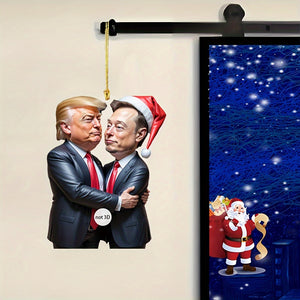 Trump & Musk Acrylic Ornament - Sparkling Holiday Decor for Car, Christmas Tree HA75 64024