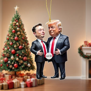 Trump & Musk Acrylic Hanging Ornament - Perfect for Christmas, Halloween, Car Decor & Tree Display HA75 64028