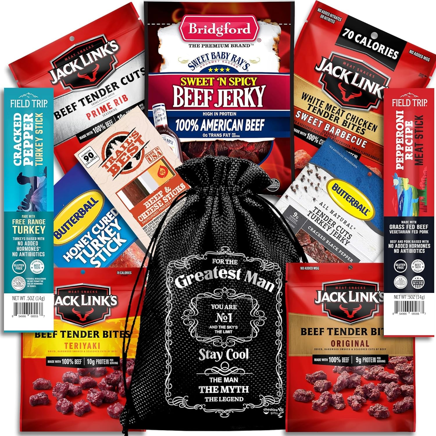 Beef Jerky Gift Baskets for Men - Dad Gifts, Birthday Gifts for Men Who Have Everything with Beef Jerky Variety Pack - Mens Gifts, Dad Birthday Gift, Care Package for Men, Husband Birthday Gift By