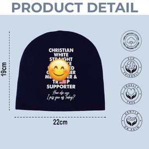 Trump Supporter Christian White Straight Un**ke Un**xxed Short Beanie Hat TH10 63327