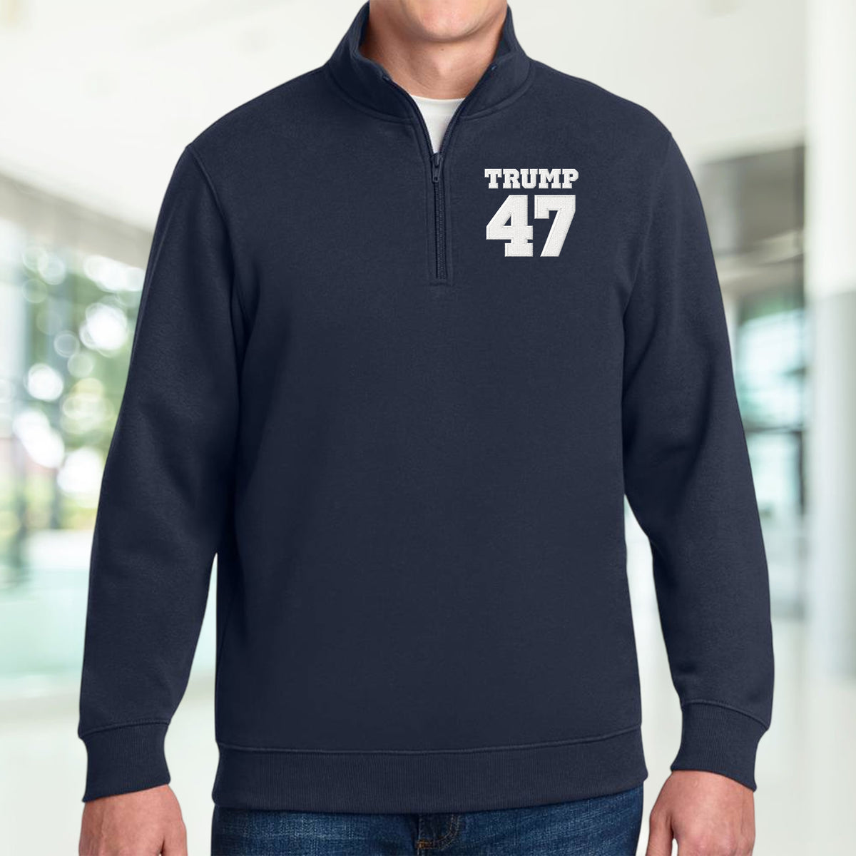 Trump 47 Embroidered Zip Sweater TH10 64625