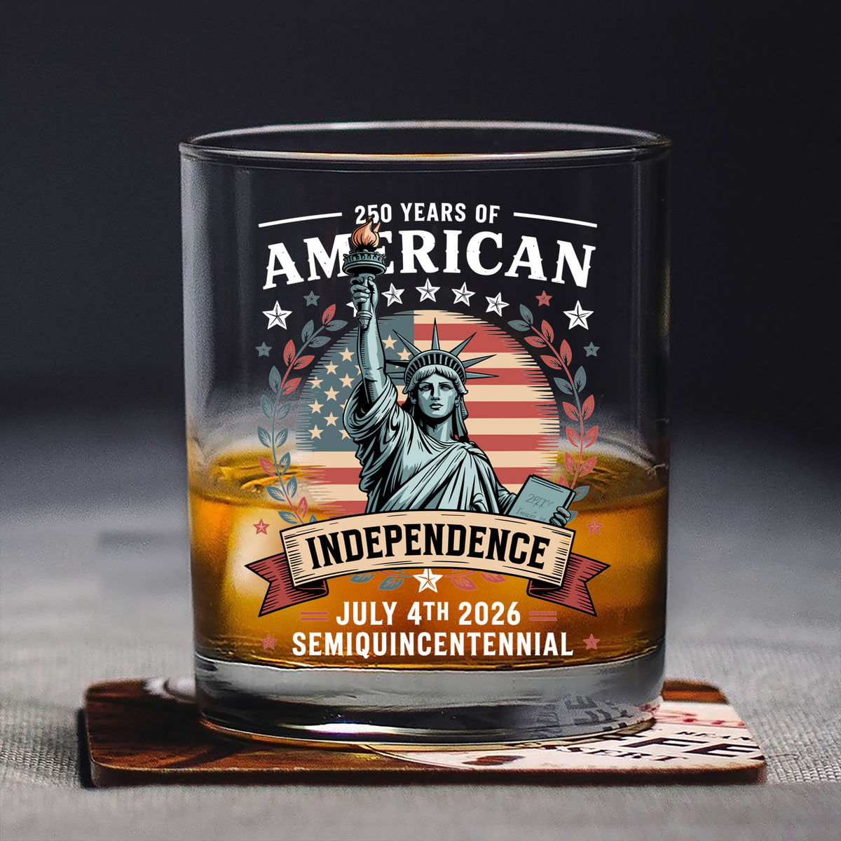 250 Year Of American Independence Patriotic Whiskey Glass LM32 895297