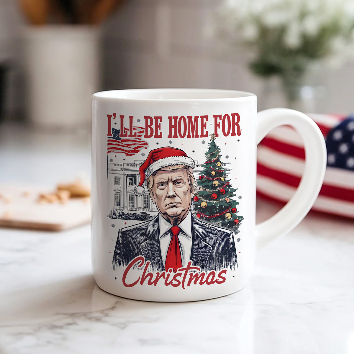 Trump I'll Be Home for Christmas, Humorous Trump Christmas Mug HA75 63658