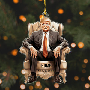 Funny Trump Sitting, MAGA 2024 Christmas Acrylic Ornament HA75 63822