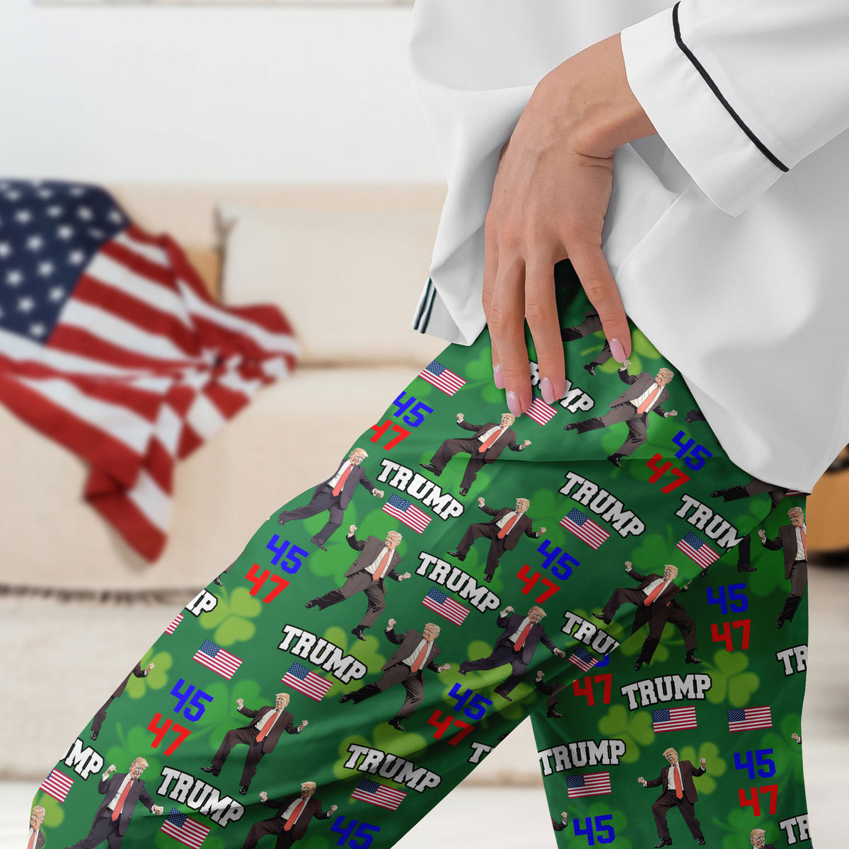 Trump 45 47 Dancing, Trump Irish St. Patrick's Day Pajamas N304 HA75 67214