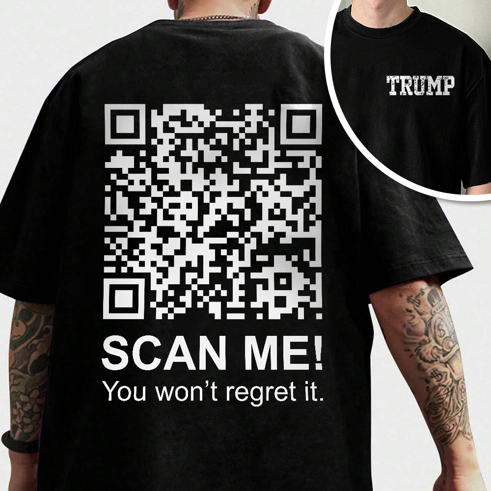 Funny QR Scan me President Trump 45 47 Dancing Front And Back Dark Shirt HA75 64186
