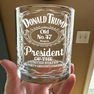 Donald Trump History’s Greatest Comeback President Of United States Old No. 47 Rock Glass HO82 65288