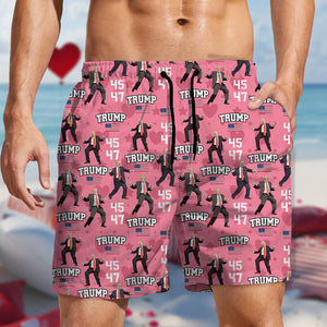 Trump 45 47 Dancing Trump Valentine's Day Gift Beach Short HA75 64256