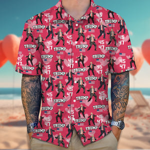 Trump 45 47 Dancing Trump Valentine's Day Gift Hawaii Shirt HA75 64254