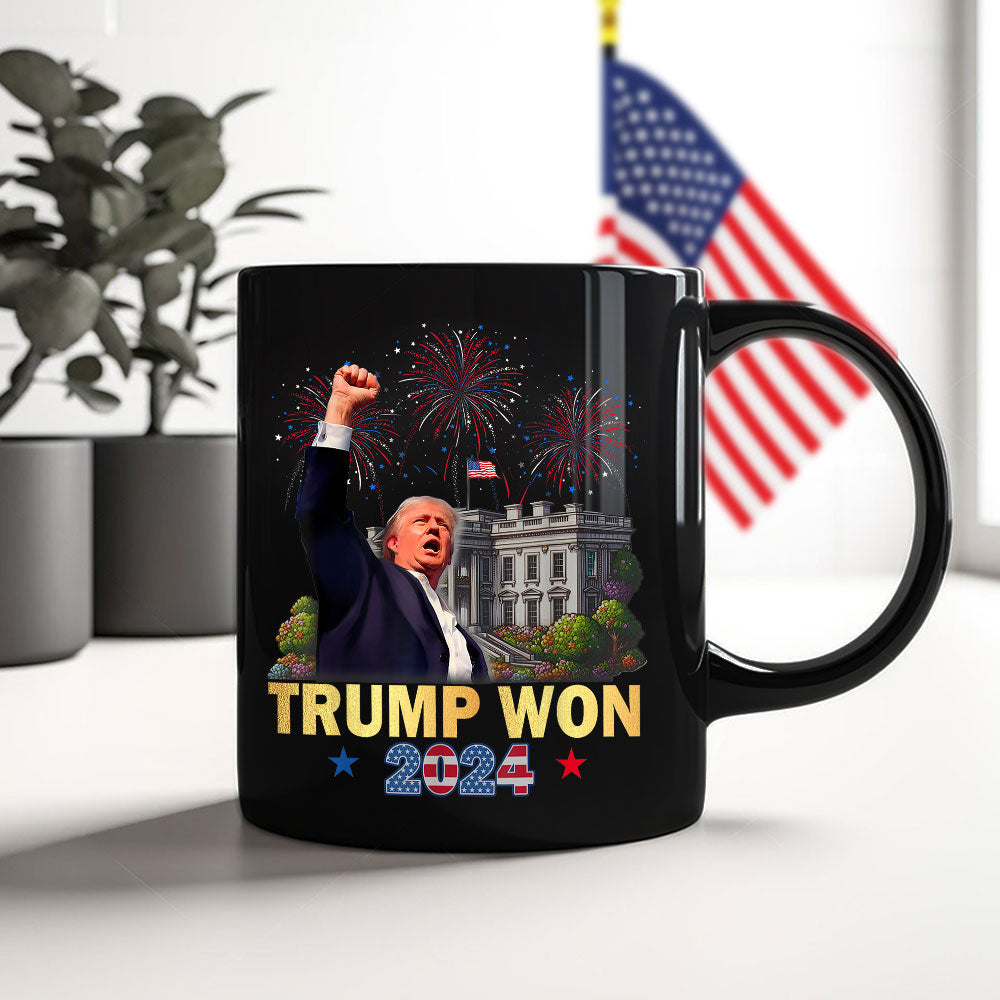 Trump Won Donald Trump US President 47th Black Mug HO82 65274