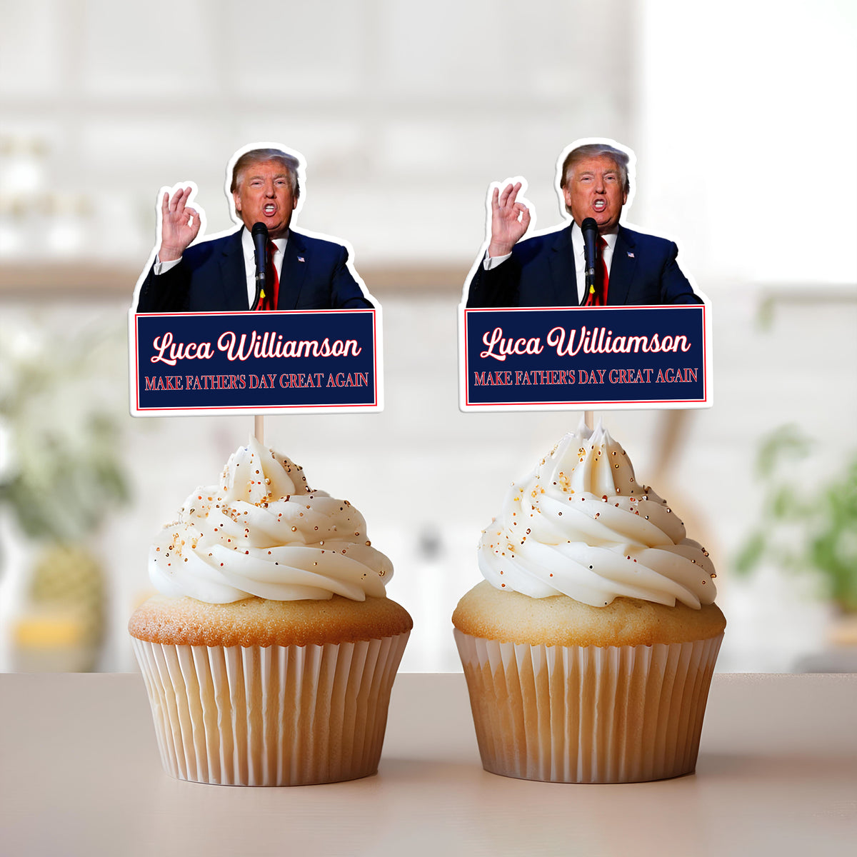 Personalized Funny Trump Make Father's Day Great Again Party Decoration Cupcake Toppers LM32 65335