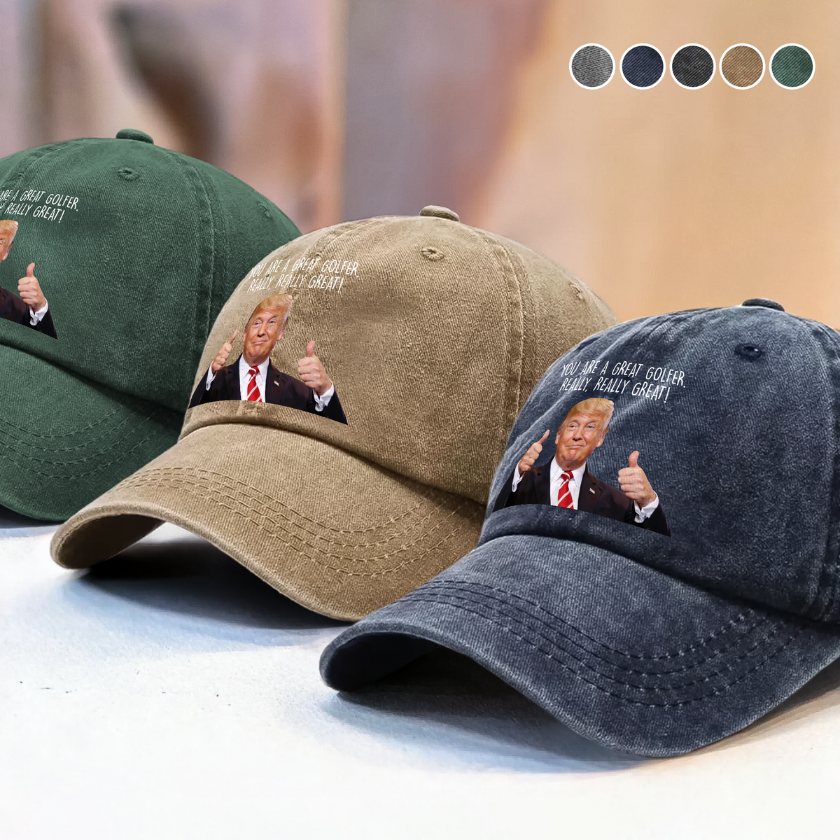 You Are A Great Golfer Washed Denim Baseball Cap TH10 64615