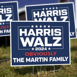 Custom Family Name Harris Walz 2024 Obviously Yard Sign HO82 65020