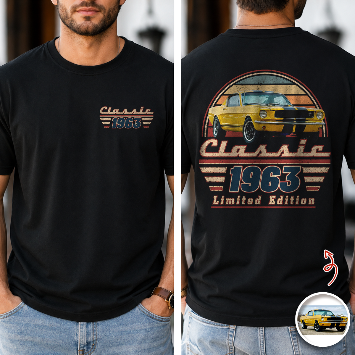 Custom Car Photo Classic Limited Edition Front & Back Comfort Shirt – Personalized Birthday Gift For Dad, Grandpa & Family HO82 902938